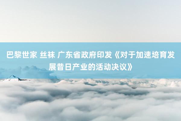 巴黎世家 丝袜 广东省政府印发《对于加速培育发展昔日产业的活动决议》