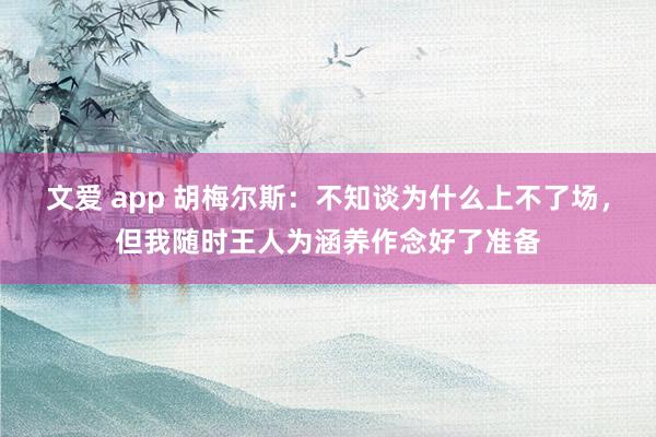 文爱 app 胡梅尔斯：不知谈为什么上不了场，但我随时王人为涵养作念好了准备