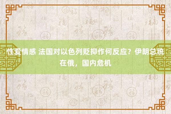 性爱情感 法国对以色列贬抑作何反应？伊朗总统在俄，国内危机