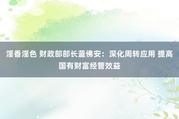 淫香淫色 财政部部长蓝佛安：深化周转应用 提高国有财富经管效益