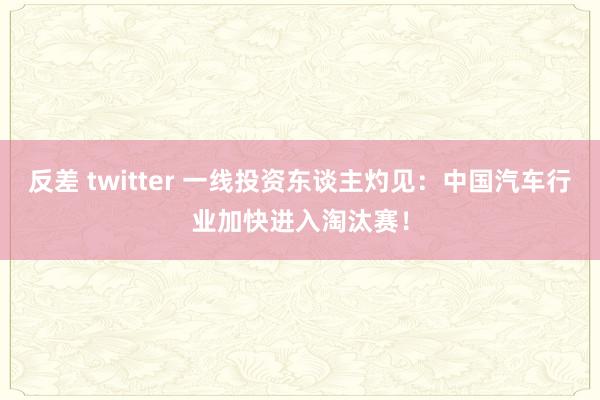 反差 twitter 一线投资东谈主灼见：中国汽车行业加快进入淘汰赛！