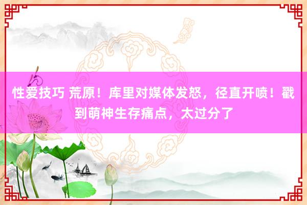 性爱技巧 荒原！库里对媒体发怒，径直开喷！戳到萌神生存痛点，太过分了