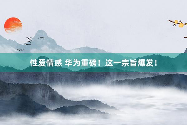 性爱情感 华为重磅！这一宗旨爆发！