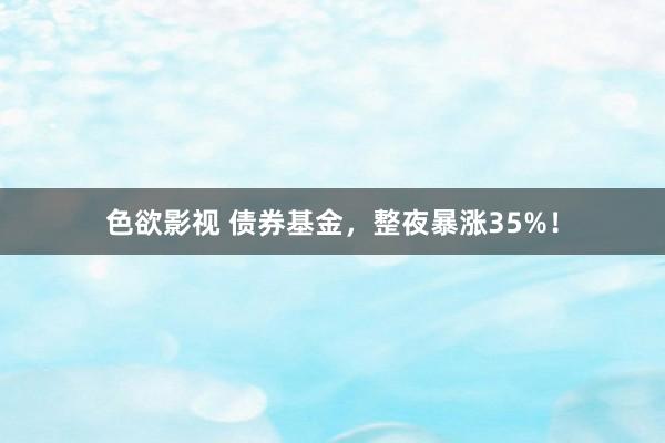 色欲影视 债券基金，整夜暴涨35%！
