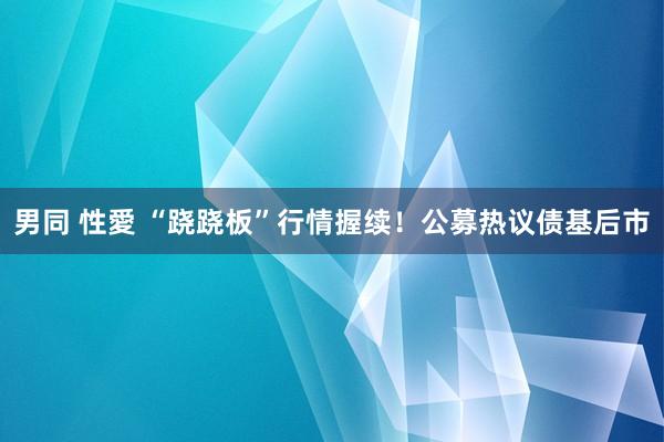 男同 性愛 “跷跷板”行情握续！公募热议债基后市