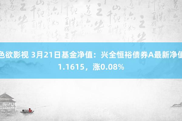 色欲影视 3月21日基金净值：兴全恒裕债券A最新净值1.1615，涨0.08%