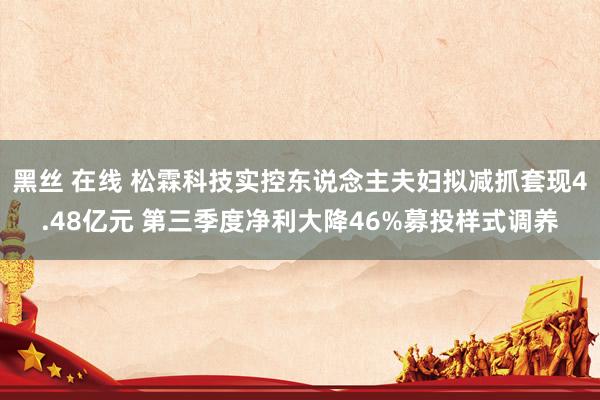 黑丝 在线 松霖科技实控东说念主夫妇拟减抓套现4.48亿元 第三季度净利大降46%募投样式调养