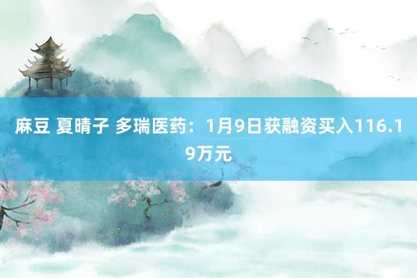 麻豆 夏晴子 多瑞医药：1月9日获融资买入116.19万元