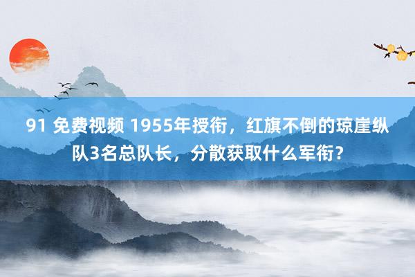 91 免费视频 1955年授衔，红旗不倒的琼崖纵队3名总队长，分散获取什么军衔？