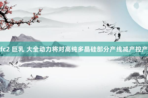 fc2 巨乳 大全动力将对高纯多晶硅部分产线减产控产