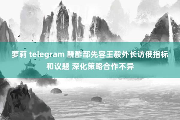 萝莉 telegram 酬酢部先容王毅外长访俄指标和议题 深化策略合作不异