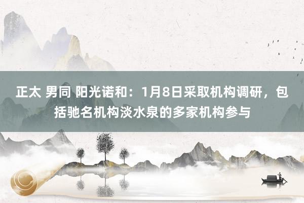 正太 男同 阳光诺和：1月8日采取机构调研，包括驰名机构淡水泉的多家机构参与