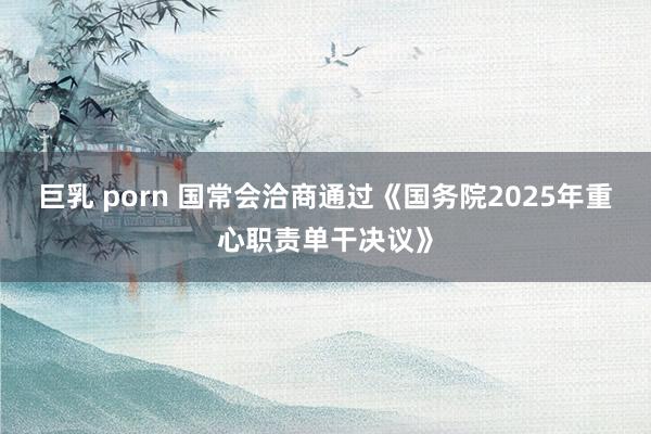 巨乳 porn 国常会洽商通过《国务院2025年重心职责单干决议》